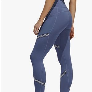 Adidas Diagonal Stripe High Waist Blue Leggings